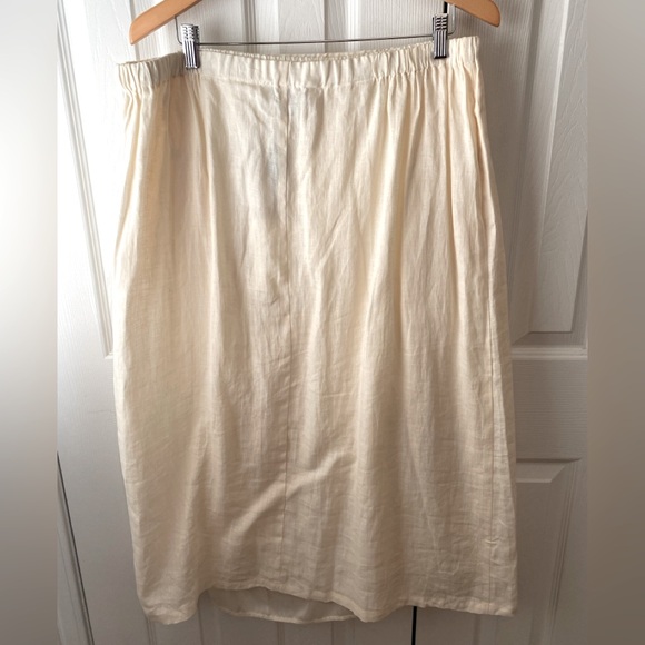 🆕 MARINA RINALDI Ivory 100% Linen A-Line Lagenlook Skirt SZ 20 - Picture 2 of 7